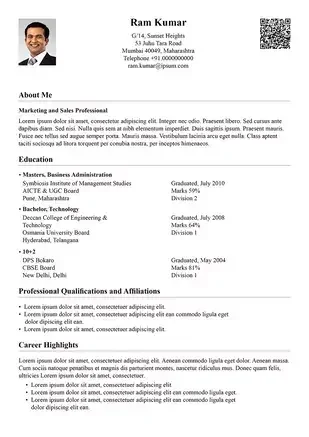 Free Corporate Resume Formats In Pdf